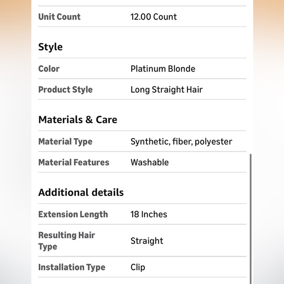 New Platinum blonde clip in hair extensions. Straight - Picture 3 of 4